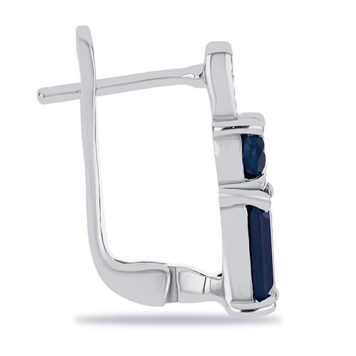 BUY NATURAL BLUE SAPPHIRE GEMSTONE EARRINGS IN STERLING SILVER 